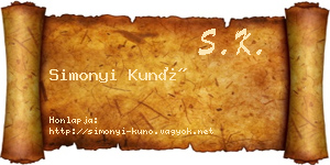 Simonyi Kunó névjegykártya